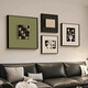 Jiancao three-dimensional sandstone Italian minimalist living room decorative painting high-end sofa background wall hanging painting medieval style restaurant mural A small set: 50*50+30*30*2+40*40cm Black [aluminum alloy frame] Three-dimensional solid wood painting + textured sandstone + woven leather