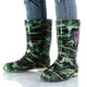Geufan-Regenschuhe Herren-Rindfleischehne-Stiefel mit mittlerer Karten mit mittlerer Karten mit niedriger Karten-Kurzkarte Anti-Rutsch-Blatt-Blatt-Blatt-Tarnung wasserdicht und kräftig-resistentes Tarnwasserschuhe 9928-Kartenkartenkarten ohne Baumwolle 36 #