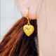 KZD Old Phoenix 999 Jewelry Gold Pure Gold Earrings Transfer Heart Shape Real Gold Earrings for Your Lover’s Mother’s Ear Peach Heart Earrings 2.6g + Certificate + Gift Box