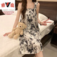Yalu-Nachthemd für Frauen im Sommer mit Brustpolstereis Seide Kühle Hosenträger Pyjamas Summer Ladies süß und niedlich zu Hause Kleidung Frühling und Herbst 3888 Unemovable Brustpolster M 75-100jin [Jin ist 0,5 kg]
