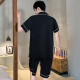 Catman MiiOW pajamas men's summer thin ice silk short-sleeved teenagers can wear men's 2025 new home clothing set 12532 [Yunduo Cotton Crepe] L (suggested height 170, weight 100-13