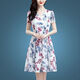Suowanyi (Suowanyi) 2025 Sommer Neue Eisseide Kleine frische pastorale blumige runde Hals High-End-Kleid altersreduzierender kurzärmeliger bedruckter Rock [Ice Seide 9905 Rock] M.