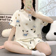 炫逐睡衣女夏季新款短袖短裤2025年新款卡通可爱大码可外穿家居服套装 1048#紫兔 M