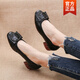 Hot-air mai spring and summer middle-aged women's leather shoes genuine leather comfortable mother's shoes shallow mouth low heel single shoes thick heel medium heel round toe women's shoes off white women's shoes that don't get tired of walking for a long time 6626 37