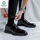 Woodpecker niche imitation leather casual shoes spring business formal leather shoes inner heightened suit wedding groom shoes lace-up inner heightened M4882 black 43