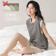 Cat man [gift for girlfriend] Women's pajamas with breast pads, summer sleeveless vest home clothing set, can be worn outside with thin style new style