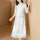OLJ high-end brand dress for women 2025 summer new printed and modified cheongsam new Chinese style Zen Chinese style skirt gray L 90-115Jin [Jin equals 0.5 kg]