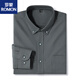 Romon Button-Hals-Baumwoll-Hemd-Hemd-Herren-Langzeit-Frühlings- und Herbststil mittleren und junger schlanker und lässiger Baumwolle Oxford-Hemd Khaki 829 S 38