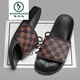 Specht Frühlings- und Sommer neue Hausschuhe Herren Sommer Outdoor Fashion Plaid Herren Strand Sandalen koreanische Flip-Flops Anti-Slip Room 679 Schwarz 38 Einen Größe klein