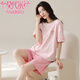 
Modal pajamas women's new summer short-sleeved shorts pure cotton round neck thin sweet pink home clothing set can be worn outside Z9856 M Recommended 80-100Jin [Jin equals 0.5 kg]