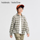 Balabala children's clothing children's shirt boys and girls autumn lapel plaid shirt parent-child college style top trend white green tone 00314 140