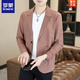 ROMON ice silk suit men's casual summer thin breathable cool jacket men's versatile sun protection single 698 brown apricot color M suitable for 95-115 Jin [Jin equals 0.5 kg]