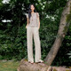 Eifli (eifini) eifli bingsi yamamoto pantalon pour les femmes 2025 printemps et été de style mince des gens qui portent des pantalons décontractés de lazy largement lâches en lin 80-105jin [Jin est égal à 0,5 kg]