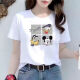 Weißer kurzärmeligter runder Nacken kurzärmeliges T-Shirt für Frauen LOSSEN DRUCKE NEUE SOMMER KOREAN STYLE MODEMODE