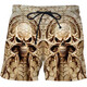 2024 summer casual shorts, personalized trendy skull 3D digital print, men's casual shorts STK1381 S 80-90Jin [Jin equals 0.5 kg]