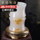 
Jishanyuan Natural Jade Large Brush Holder Ornament Study Office Decoration Gift Chinese Style Gift for Men Promotion Gift Bamboo Bottle Pen Holder with Brass Base-B12802