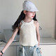 Korean version of lace ripped jeans summer girls suit medium-sized children hollow vest suit 2025 new pants [pants] lace ripped jeans 150 cm