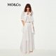 MO/Co. skirt 2025 summer new product light and thin ramie high waist flowing tower skirt long skirt white quiet luxury MBE2SKT009 This white M