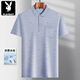 Playboy (PLAYBOY) daddy wear lapel ice silk short-sleeved T-shirt for middle-aged men's casual T-shirt for middle-aged and elderly thin POLO shirt summer clothes T ice silk-9855 gray real pocket M 48/165