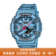 Casio LCD pointer dual display series Comic theme 2D trendy waterproof and shock-proof sports watch Quartz white 1mm white crossbody bag + trendy Cuban bracelet + fine