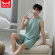 Catman MIIOW vest pajamas men's modal spring and summer round neck sleeveless shorts home clothes loose plus size set two-piece set NJR-12026 [Men's suit] L [Suggested 100-140Jin [Jin equals 0.5 kg]]