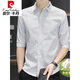Pierre cardin 2025 summer new 100% mulberry silk quarter sleeve shirt men's striped casual slim men's shirt single piece 683 gray 2XL