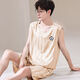 冬雾男士睡衣夏季凉感冰丝无袖薄款宽松背心短裤套装夏天家居服可外穿 AY9905  冰丝 L 男款L码 100-120斤