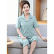 Langsha (langsha) mother cardigan pajamas for women in summer pure cotton short-sleeved cropped pants large size thin style middle-aged and elderly mothers home clothing set 9898# 2XL [Suggested 140-160Jin [Jin equals 0.5 kg]]