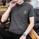 Playboy 100% ice silk short-sleeved T-shirt for men's summer new lapel stripes traceless iron-free anti-wrinkle POLO shirt top 9710 black L suitable for 110-125 Jin [Jin equals 0.5 kg]