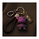 Bear Men and Women Schlüsselkette Cartoon niedlich Sternenhimmel Key Kette Anhänger Key Ring Schlüsselkette Stricken grüne Farbveränderung Bär + Waffe acht Knopf Seil + schwarzer Frieden