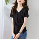 OLJ Light Luxury Brand T-Shirt für Frauen im Sommer 2025 Neue Schulter vorne Schulter Kurzschlärm Erfrischend unregelmäßiges Design und Fleischabdeckung Top Blue M.