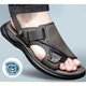 
Heyu summer men's sandals imitation leather comfortable thick-soled anti-slip beach shoes casual soft-soled sandals gray 9923 38 [In the event]