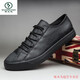 Woodpecker men's shoes 2025 new spring trendy shoes casual shoes breathable men's leather shoes trendy flat-soled British all-match shoes SS9851 black and white 38