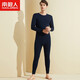 Nanjiren Men's Autumn Clothes and Autumn Pants Men's Pure Cotton Sweater Round Neck Comfortable Skin-Friendly Youth Antibacterial Anti-Mite Thermal Underwear Set Men-Navy Blue Top + Pants XL
