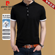 皮尔卡丹（pierre cardin）夏季新款纯棉短袖t恤男士立领纯色POLO衫潮流修身半截袖汗衫上衣 灰色 XL 推荐【130-155斤】