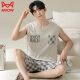 Catman (Miiow) Pajamas de hombres de algodón puro, pantalones cortos de chaleco de verano, ropa para el hogar de talla grande se puede usar fuera de 2025 Nuevo estilo OM13657# L