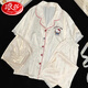浪莎（langsha）HelloKitty睡衣女夏季冰丝绸短袖长裤2025新款家居服三件套春秋天 绣花-KT猫（两件套） M （高150-158cm，体重80-100斤
