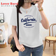 Amante Rucci Camiseta de manga corta de algodón puro blanco para mujeres Hong Kong Fabor Chic Top 2025 Summer NUEVA VERSIÓN COREANA TRENDA TRENDA LOGRA TAMAÑO BLANCO 6172 Modelo regular blanco (estampado azul) S