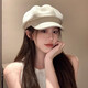 Retro octagonal beret hat for women in summer 2025 new Korean style trendy versatile big head circumference showing face little painter hat #1194-beige one size (54-58cm) can generally be worn