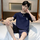 CarsemKeitn夏季男士短袖睡衣薄款棉质休闲加大码青少年家居服男宽松套装夏天 D9928 XL 男XL