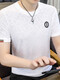 L Lilang 2025 summer new men's ice silk short-sleeved T-shirt jacquard half-sleeved T-shirt plus fat plus size quick drying 698 white 5XL 185-200Jin [Jin equals 0.5 kg]
