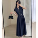 
Women's 2025 summer new style waist-hugging and slim-looking commuting long skirt D1833 dark blue L [110-120Jin[Jin equals 0.5 kg]]
