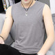 Pure cotton vest Four seasons men's sleeveless solid color vest T-shirt sports breathable waistcoat undershirt pure cotton sleeveless V-neck light gray 3XL recommended 140-160Jin Jin equals 0.5 kg