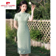 
Pier Cardin 2025 Cheongsam for the cheongsam for the 2025 exam, young green lace summer college entrance examination, winning fresh dress, usually worn 679 green big flower buckle 3XL