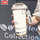 膳魔师（THERMOS）可爱幽灵保温杯高颜值学生不锈钢便携新款双饮咖啡男女吸管水杯子 BXAB13795幽灵粉+配挂绳 陶瓷内胆