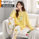 Modal pajamas for women in spring and autumn pure cotton long sleeves for spring and summer pure cotton thin round neck home clothes for women cute 2025 new V-9934 XL [120-140Jin [Jin equals 0.5 kg]]