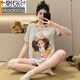 Versión coreana modal lindo dibujos animados dulces pantalones de manga corta pijamas seda de algodón de algodón de algodón de verano