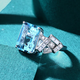 HEEKAIYI Aquamarine Ring Women's Diamond Ring Luxury Jewelry Chinese Valentine's Day Birthday Gift for Wife and Girlfriend Selected 5ct Santa Maria Aquamarine Ring