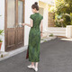 Sichuan sie neue chinesische cheongsam 2025 Sommer Neues Frauen Retro Kurzarm Ständer Kragen mittenlanger Kleid