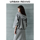 
UR2025 autumn new women's clothing simple casual hooded drawstring zipper jacket UWH150051 flower gray M